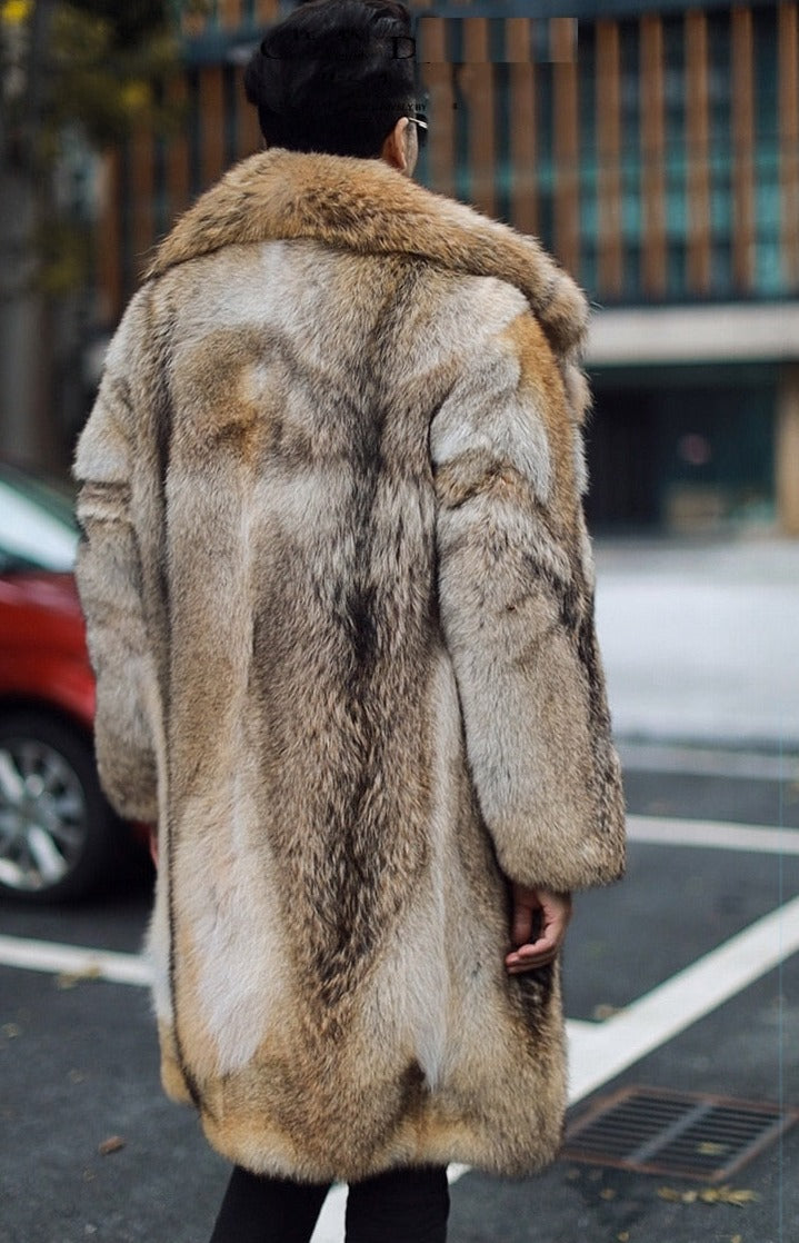Coyote Real Fur Long Coat Big Fur Collar