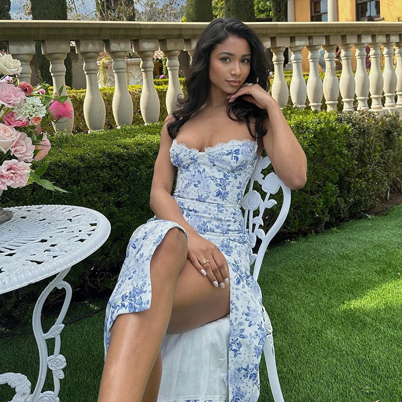 Flare Thigh High Split Maxi Dress
