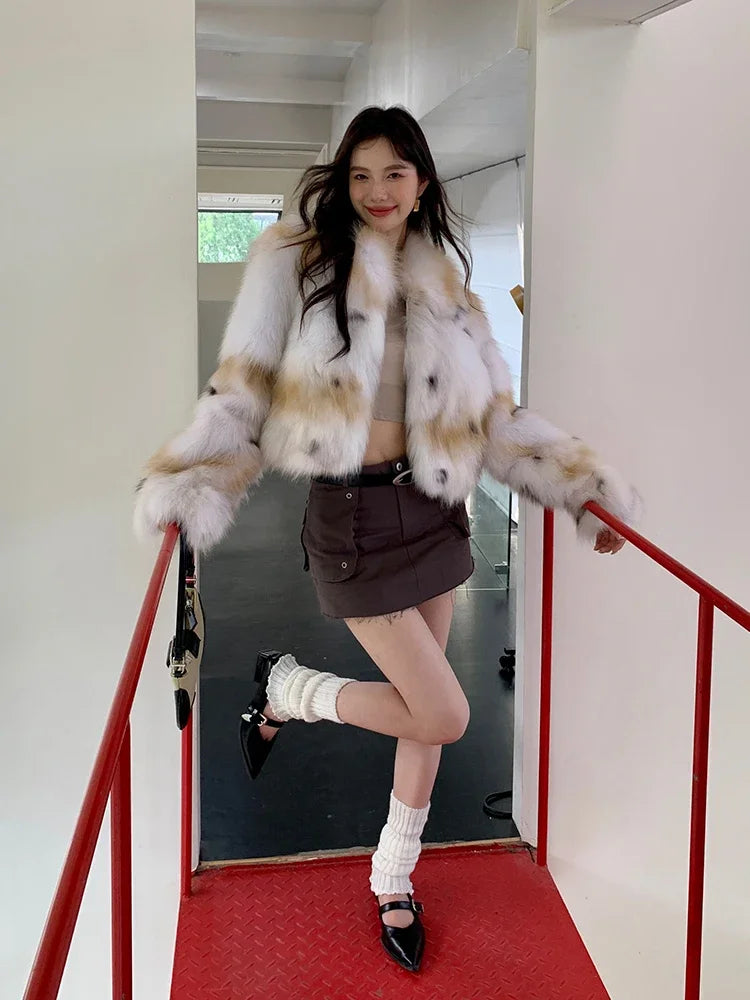 Luxury Fluffy Short Real Fur Coat