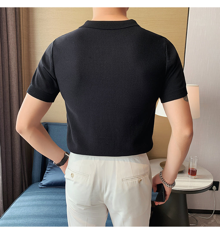 Knit Contrast Stripe Short Sleeve POLO Shirts