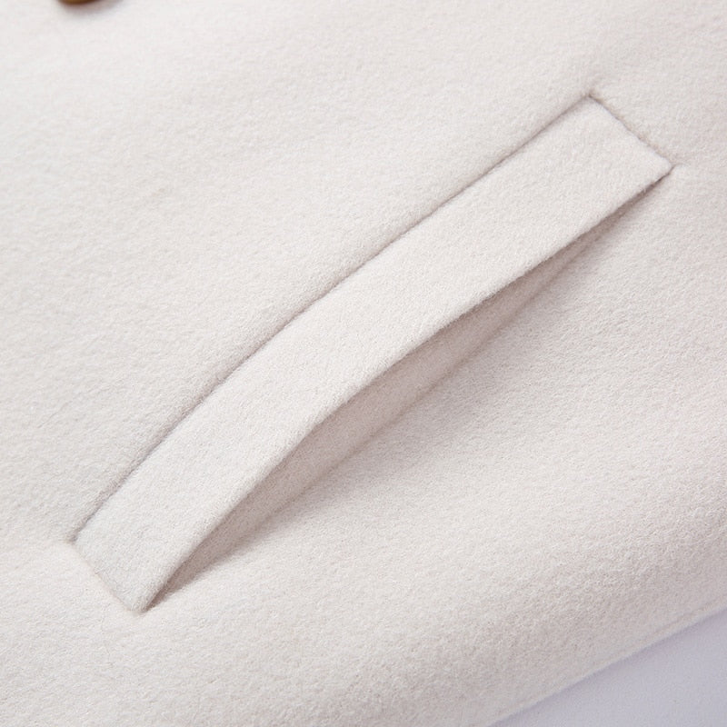 Real Wool Detachable Big Real Fox Fur Collar Long Coats