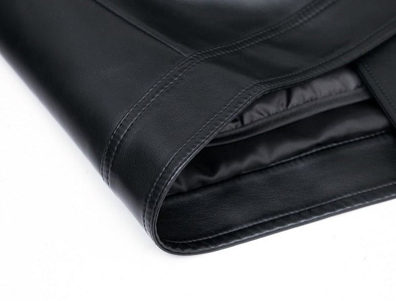 Genuine Leather Duck Down Coat Big Real Fur Collar