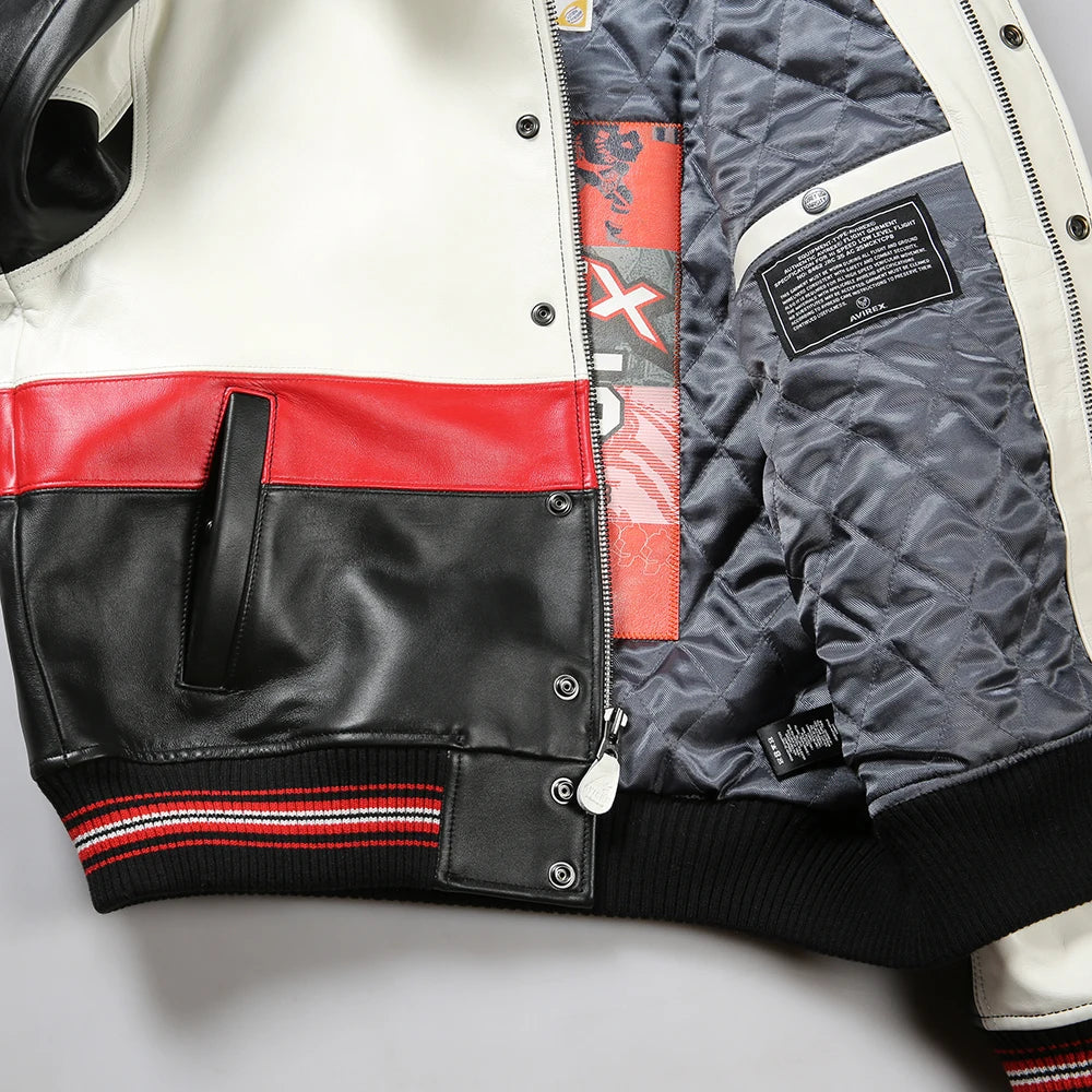 Genuine Leather Jacket Letterman Style