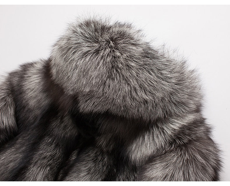 Real Fox Fur Hooded Coats Black Real Mink Fur Sleeves