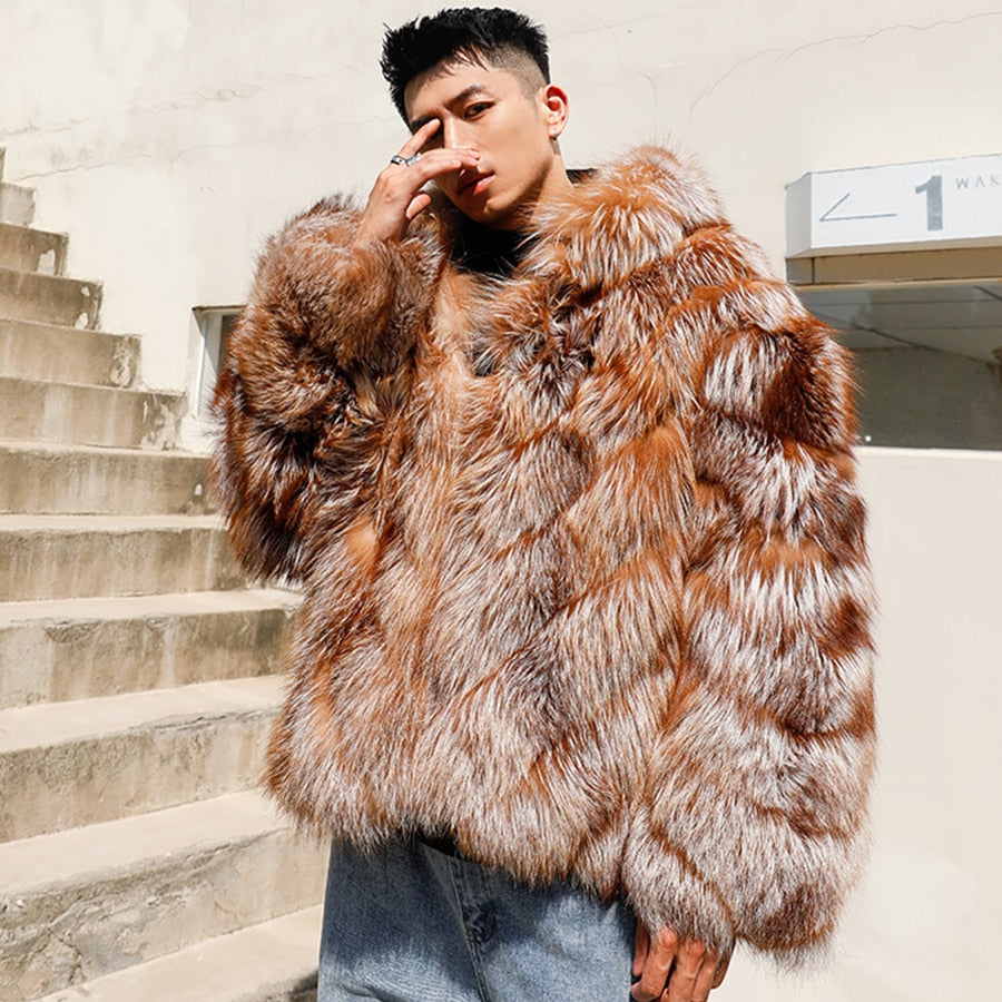 Pattern Hooded Real Fur Coats