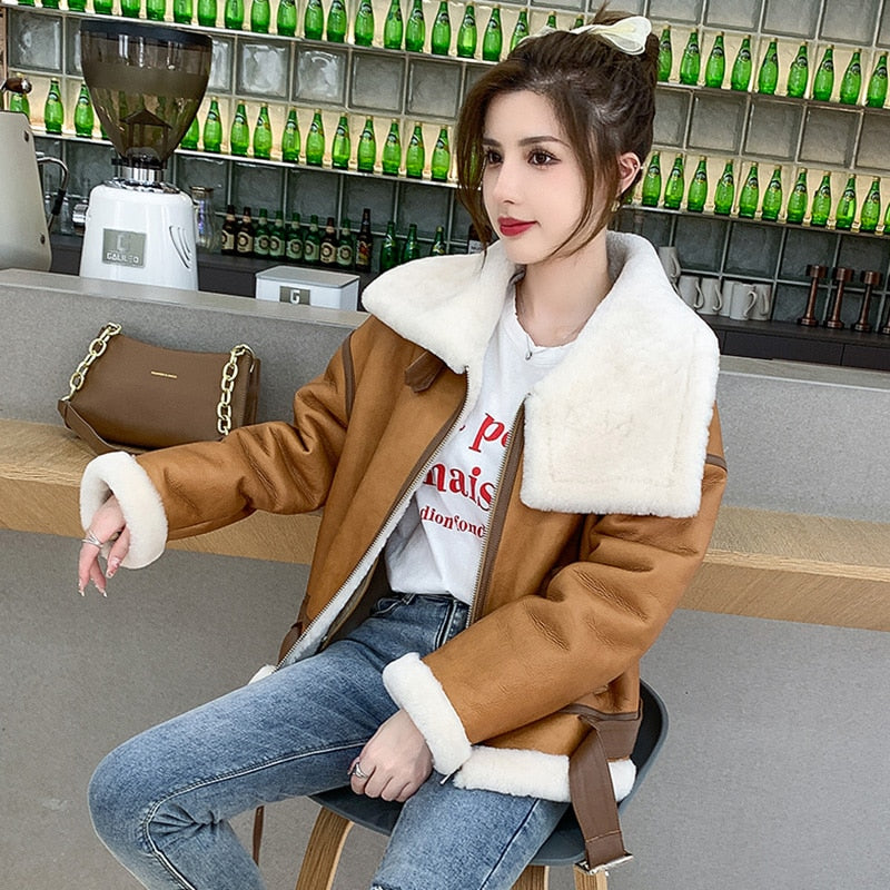 Genuine Leather Coats Real Fur Shearing Lining