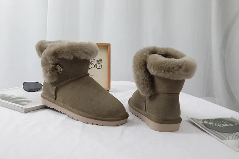 Genuine Leather Snow Boots Real Fur Classic