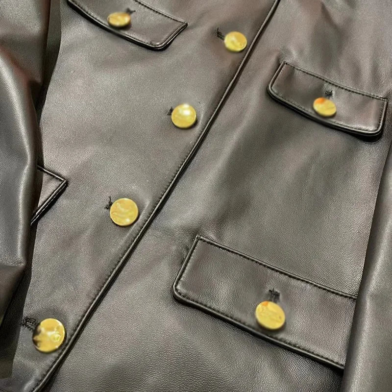 Genuine Leather Jacket No Collar