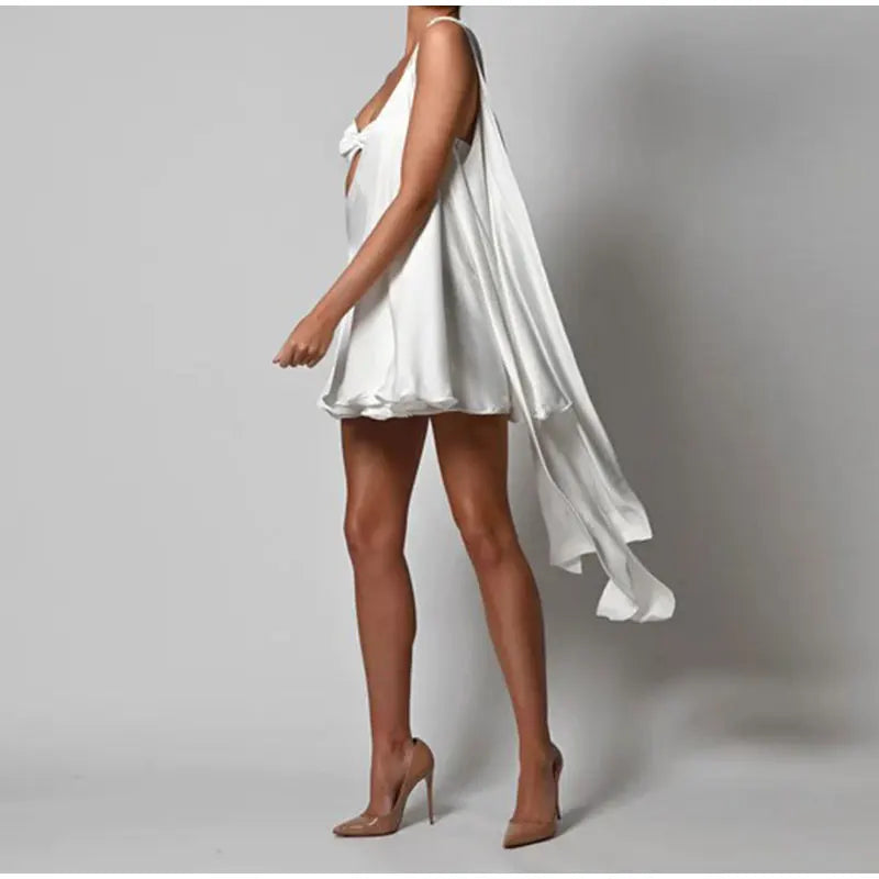 One Shoulder Hollow Out Strapless Mini Dresses