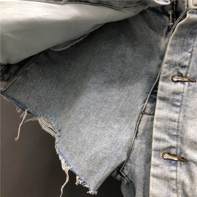 High Waist Open Button Skirt Denim Shorts