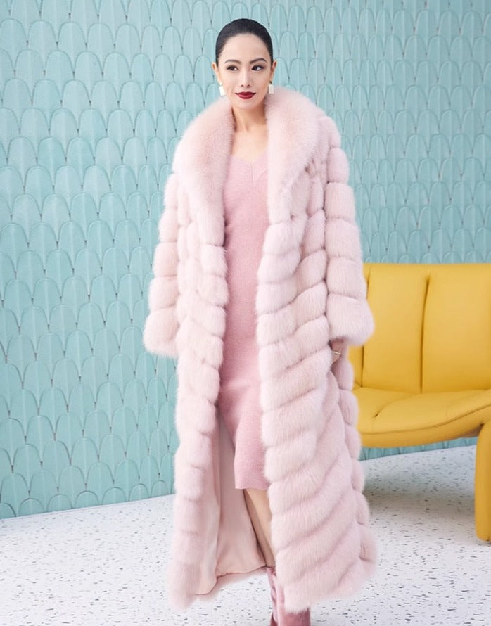 Pattern X-Long Real Fur Coat
