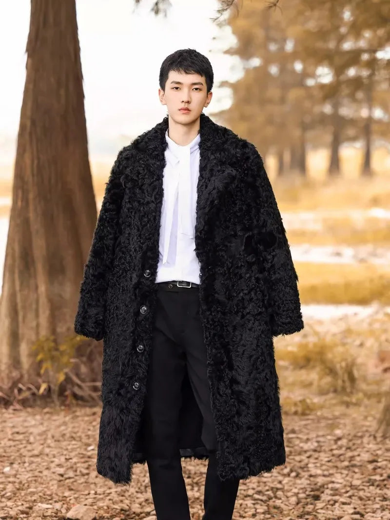 Natural Long Lambswool Real Fur Coats