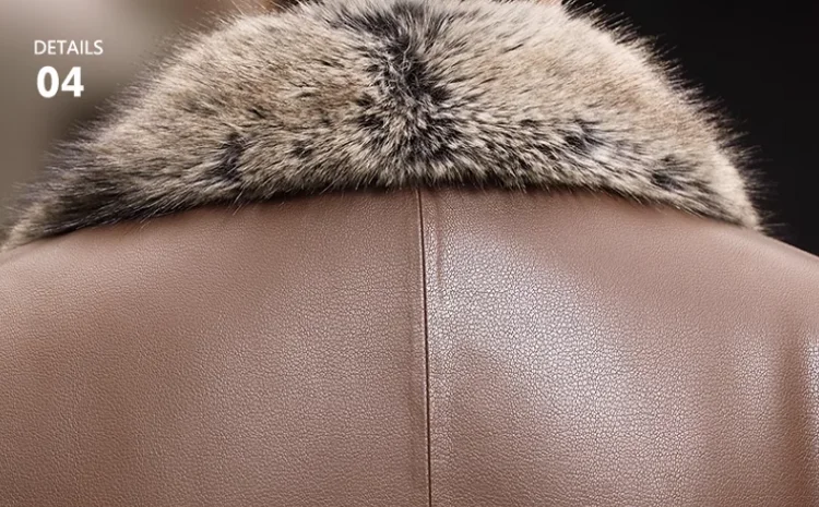 Genuine Leather Coats Real Fur Faux Fur Lining