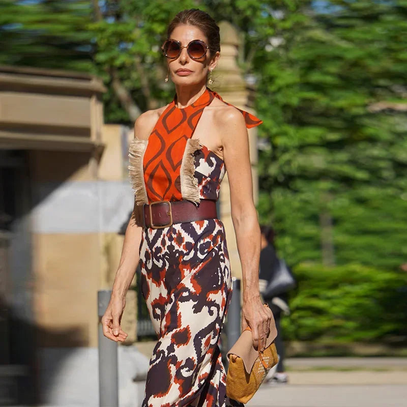 Halter Tassel Sleeveless Backless Dress