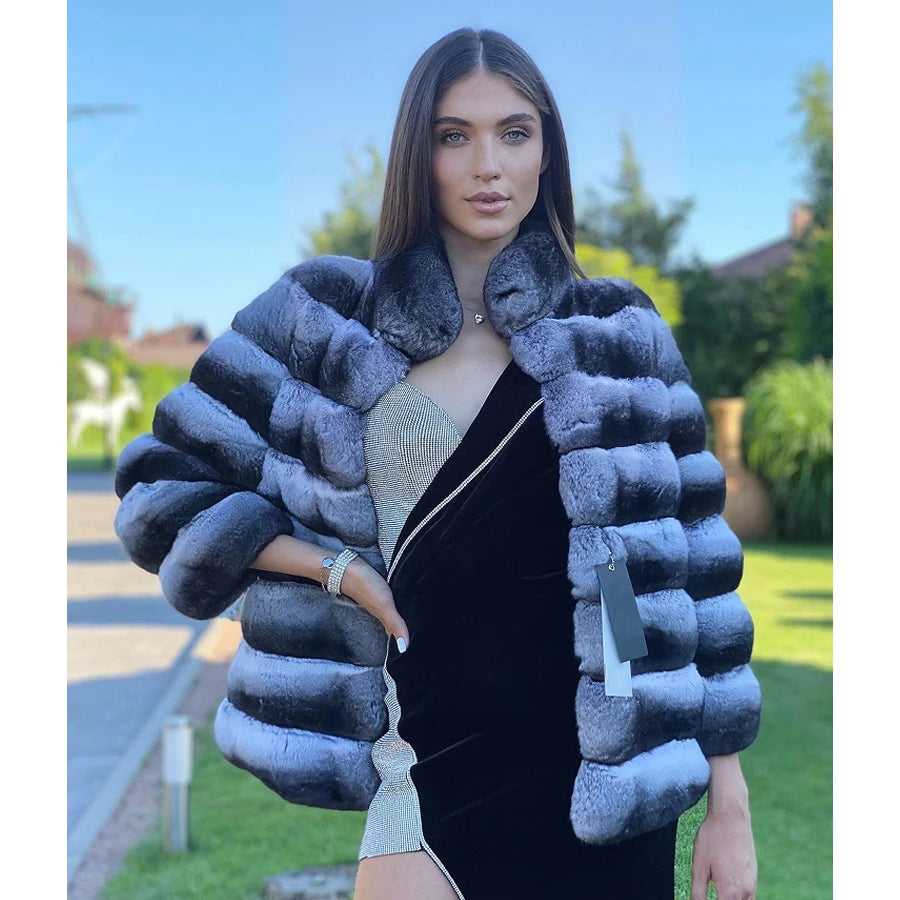 Collection of Chinchilla Style Rex Rabbit Fur Coat Vest