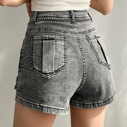 High Waist Irregular Skirts Denim Shorts