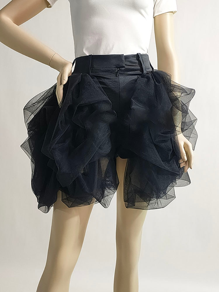 Lace Skirt Denim Shorts