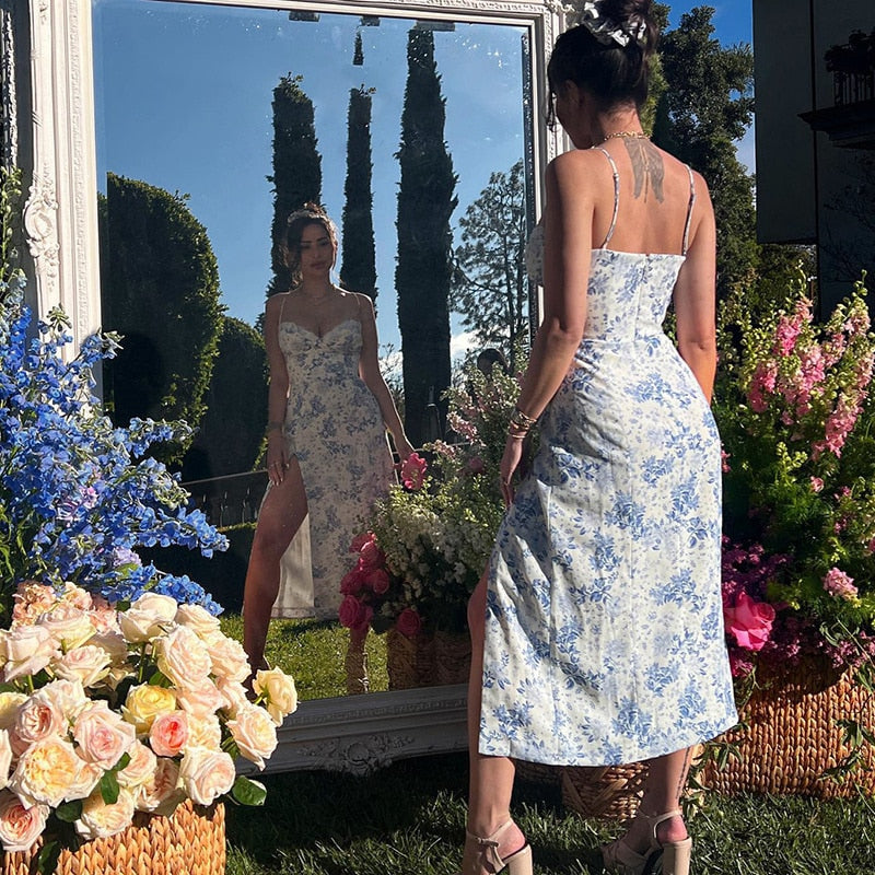 Flare Thigh High Split Maxi Dress
