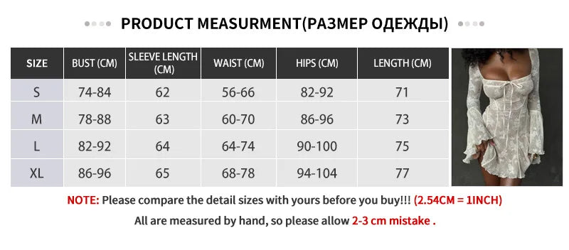 Vintage Lace Flared Sleeve Mini Dresses