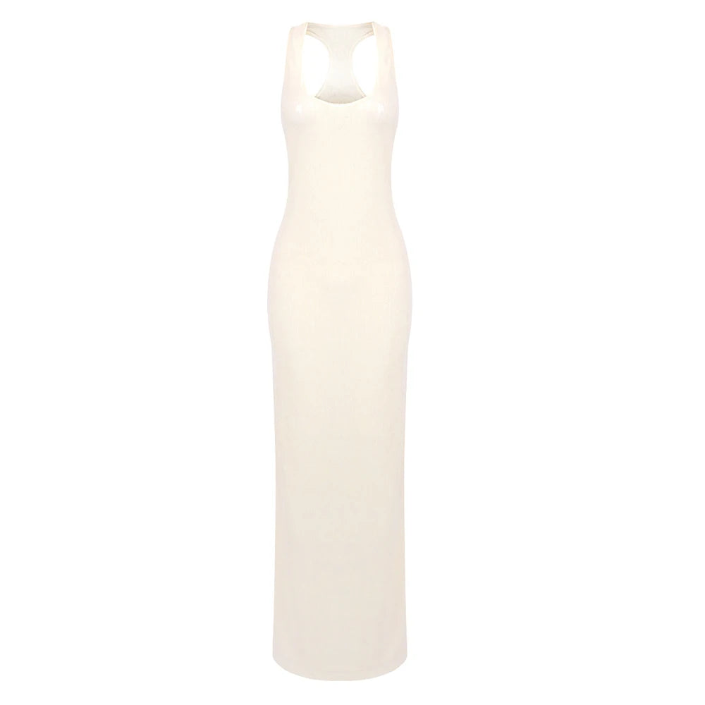 Transparent Sequins Sleeveless Long Dress