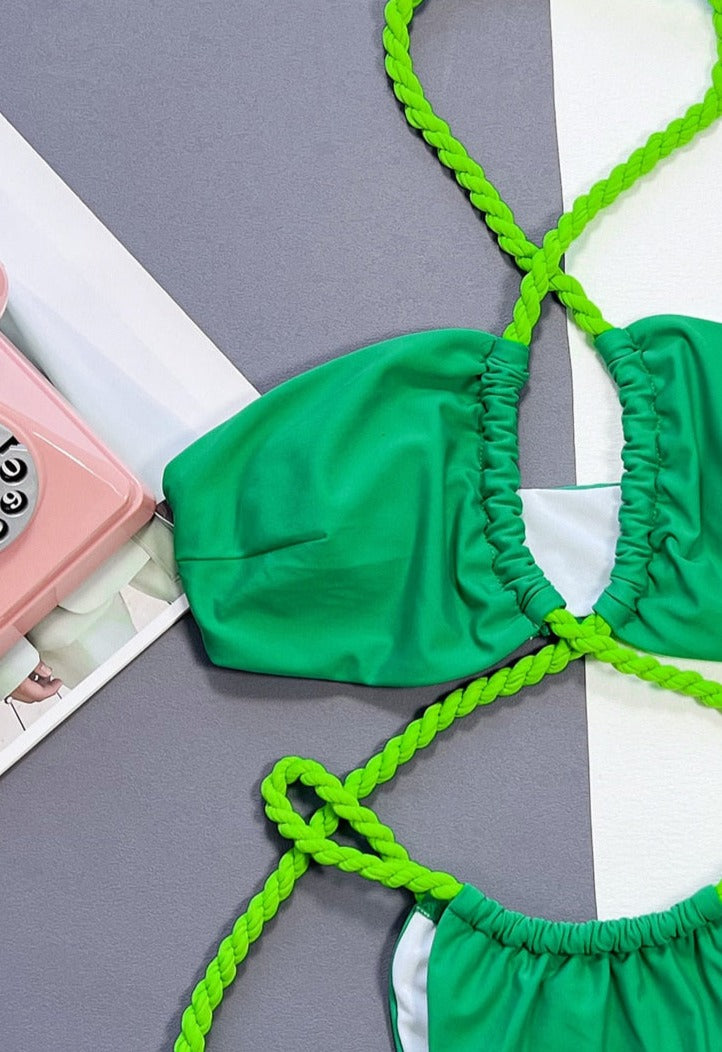 Rope Tie Halter Bikini Sets