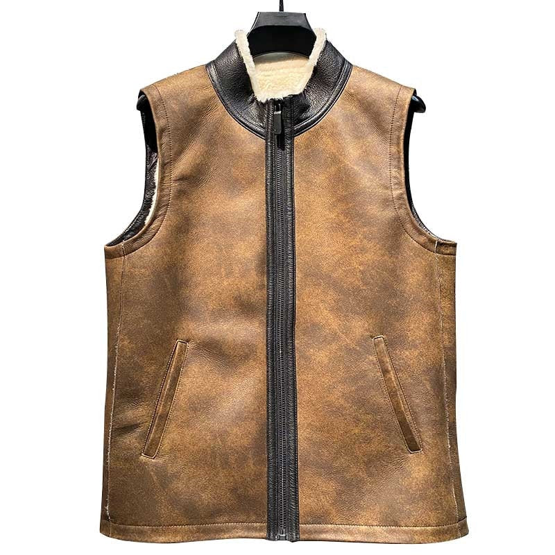 Genuine Leather Vest Shearling Lining