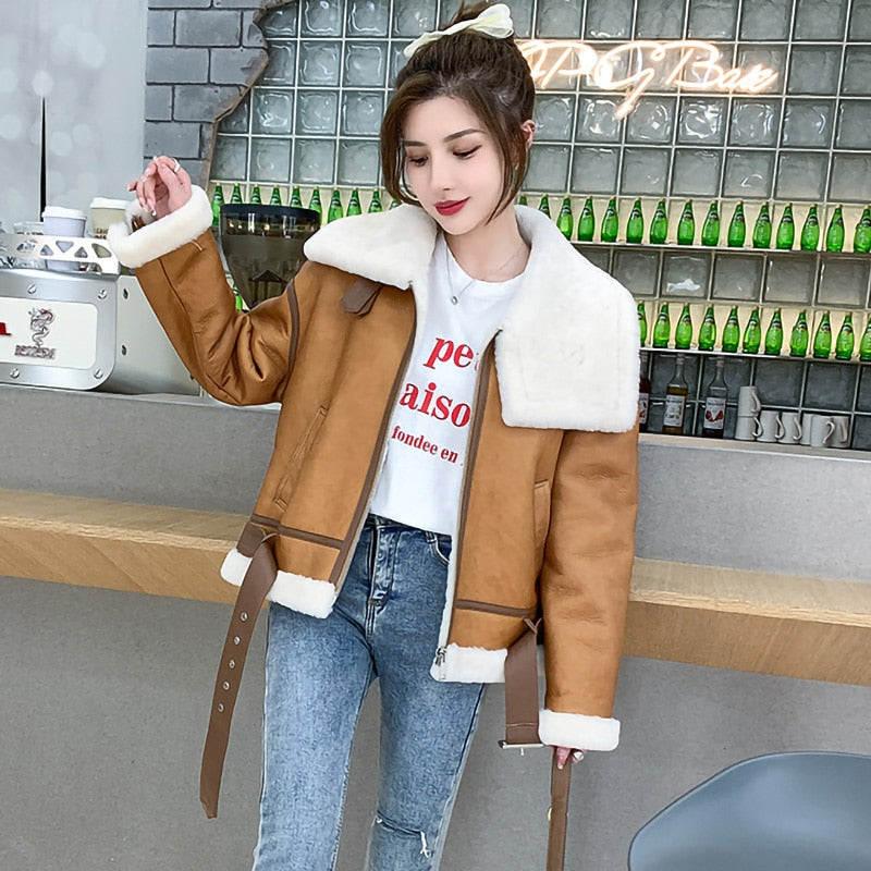 Genuine Leather Coats Real Fur Shearing Lining