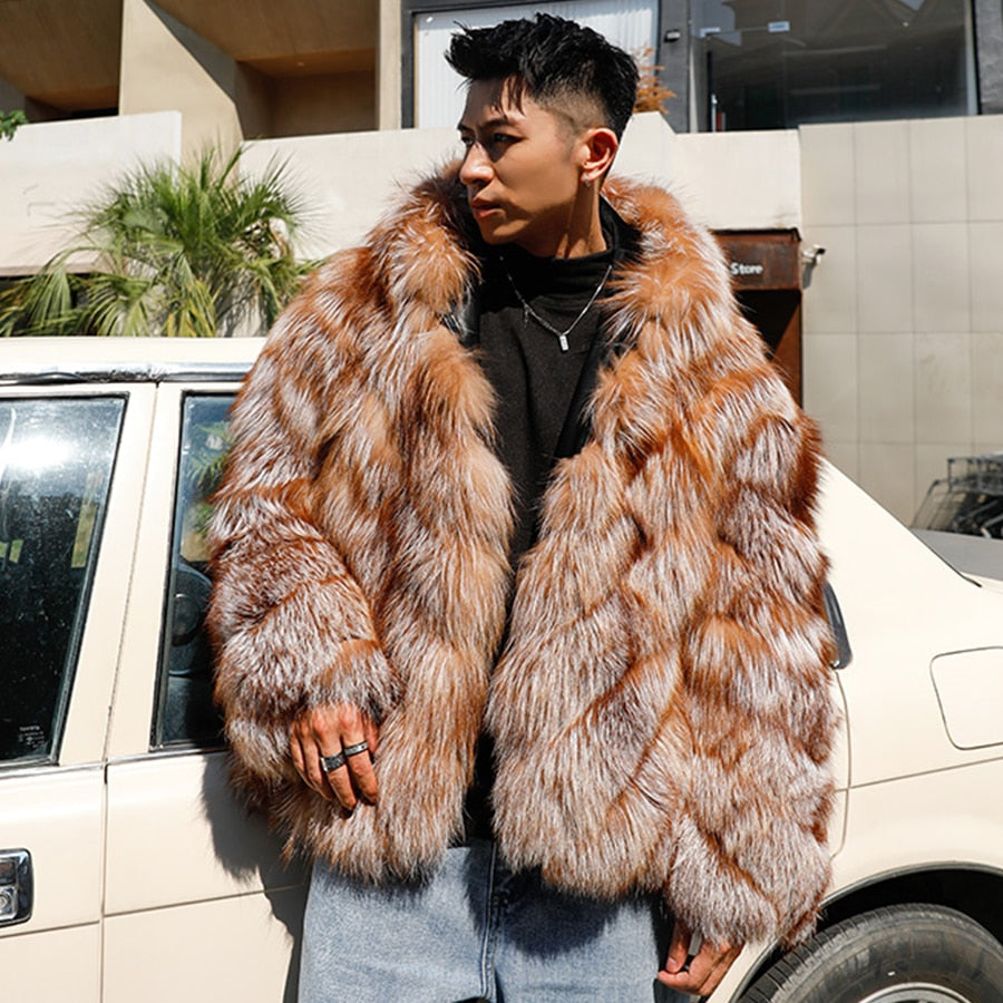 Pattern Hooded Real Fur Coats