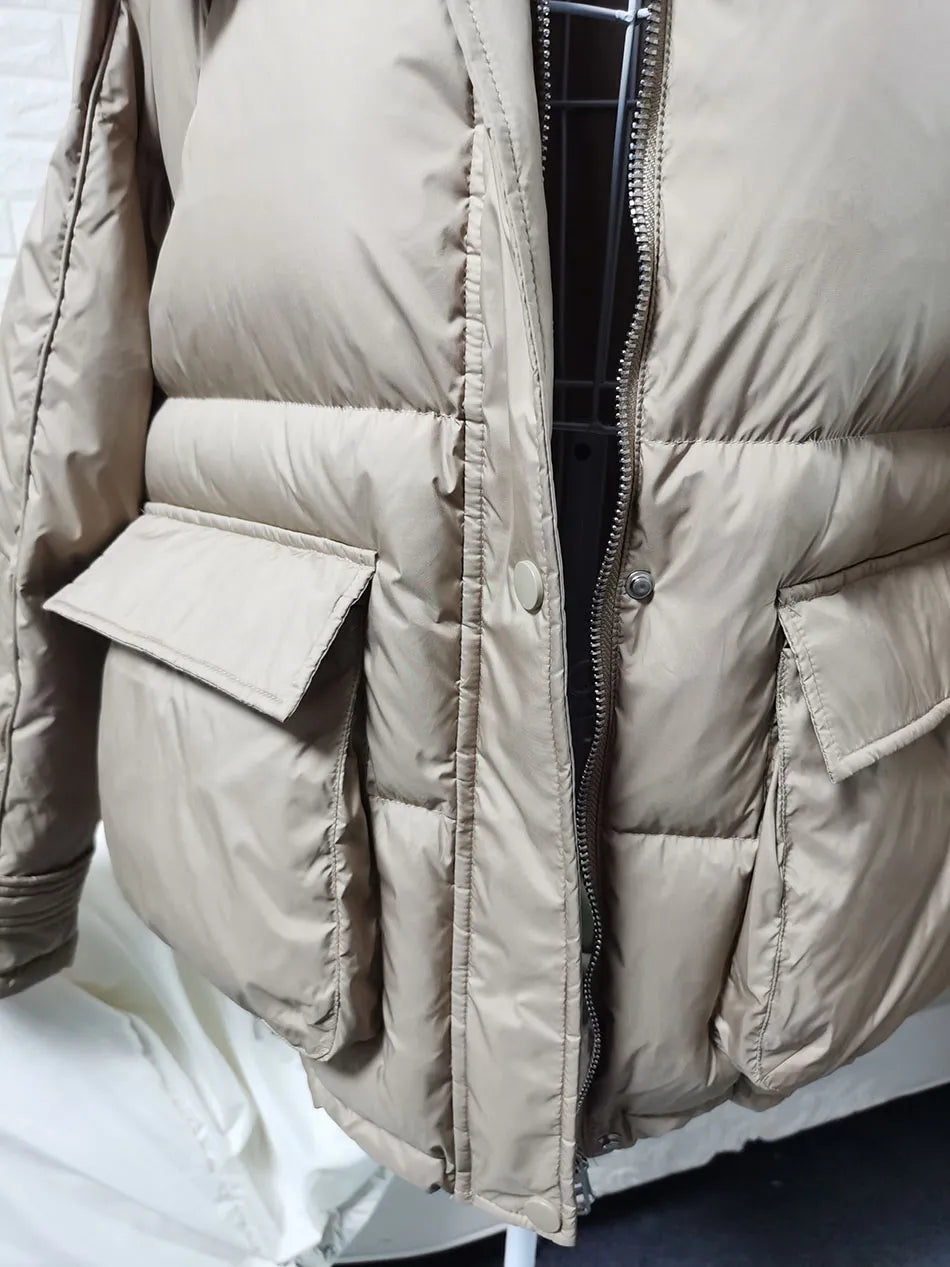Losse Duck Down Real Fox Fur Collar Parka Puffer Coats