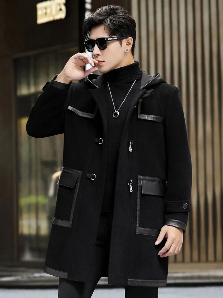 Long Real Wool Coats Hooded