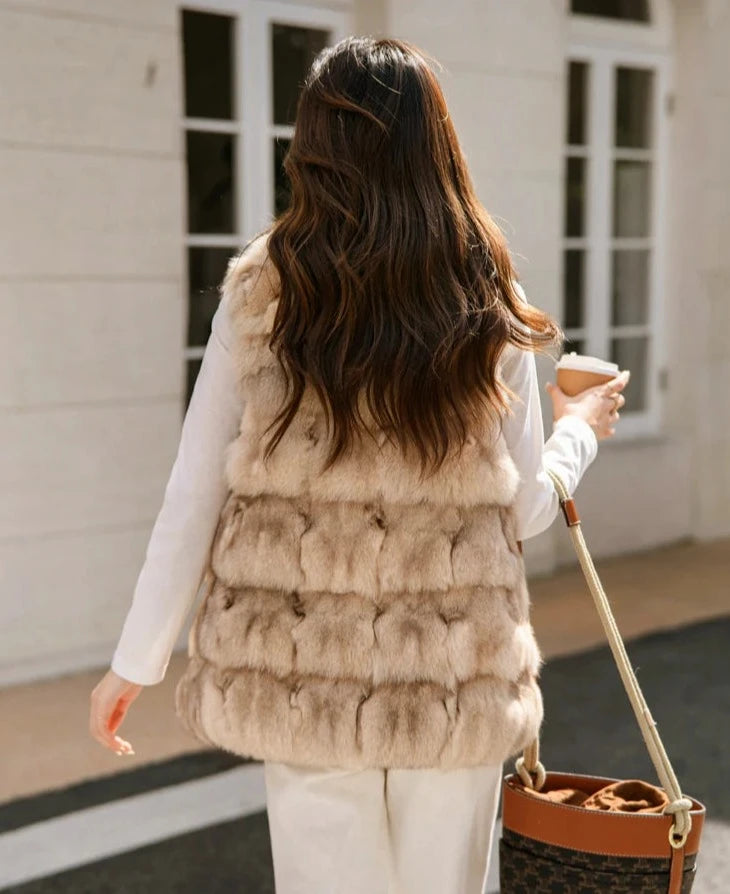 Real Natural Fox Fur Vest (Plus Sizes)