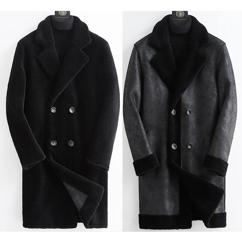 Genuine Lamb Fur Double Breasted Coats