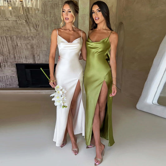 Sleeveless Backless Side Slit Long Dresses