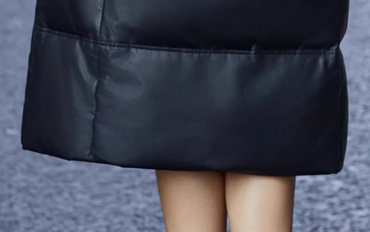 Genuine Leather Long Down Trench Coat Real Fur