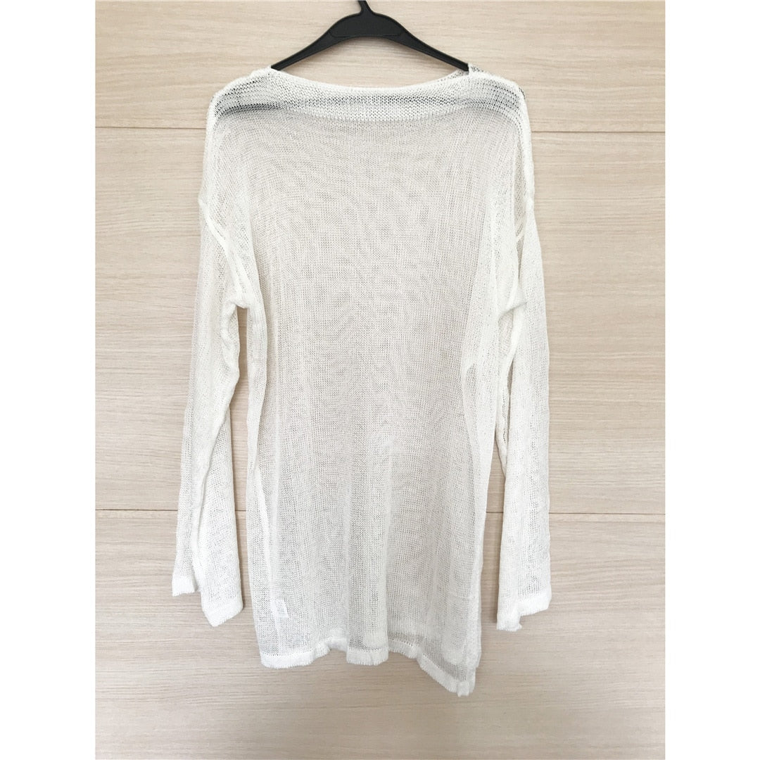 Mesh Sheer Long Sleeve Cover Ups