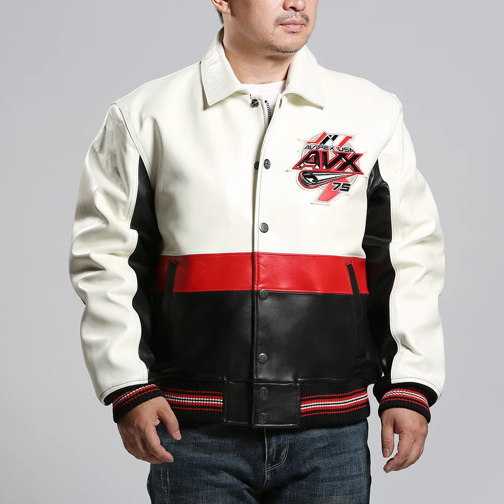 Genuine Leather Jacket Letterman Style
