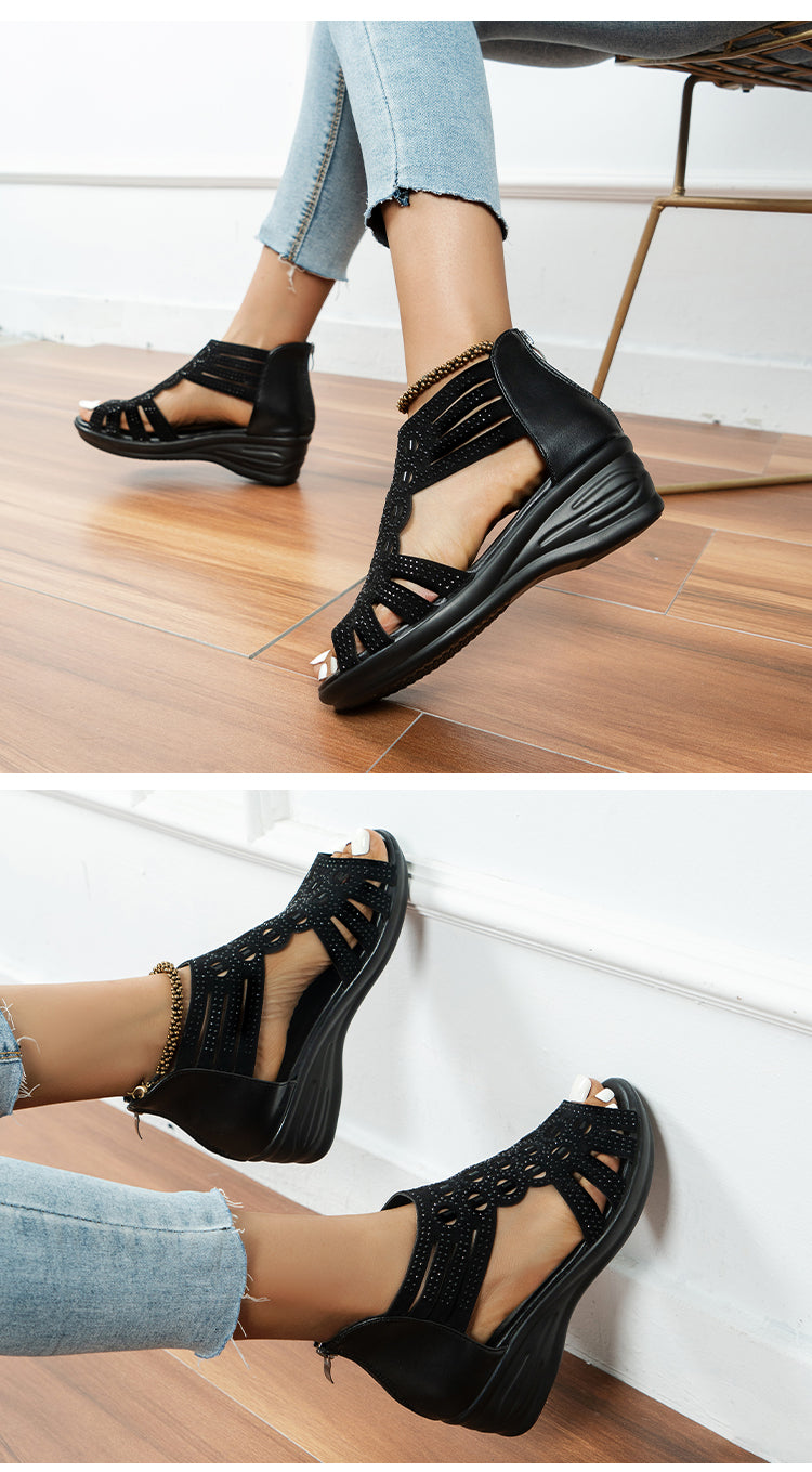 Roman Thred Low Wedge Sandals