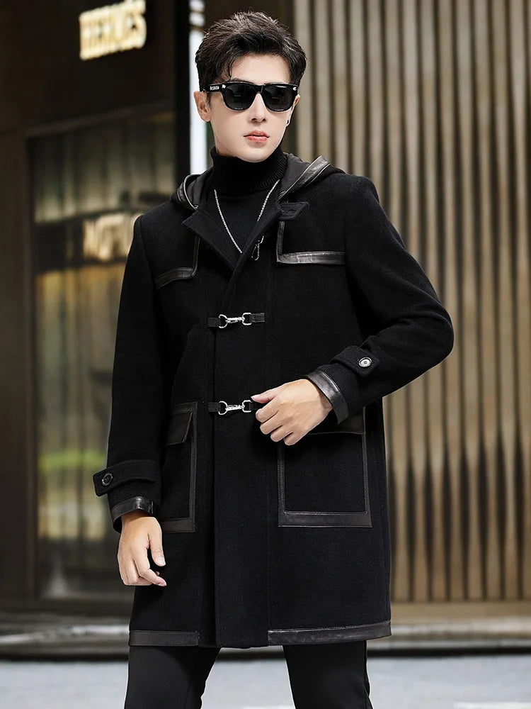 Long Real Wool Coats Hooded