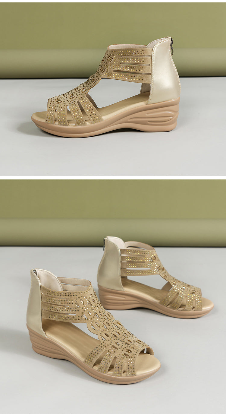 Roman Thred Low Wedge Sandals