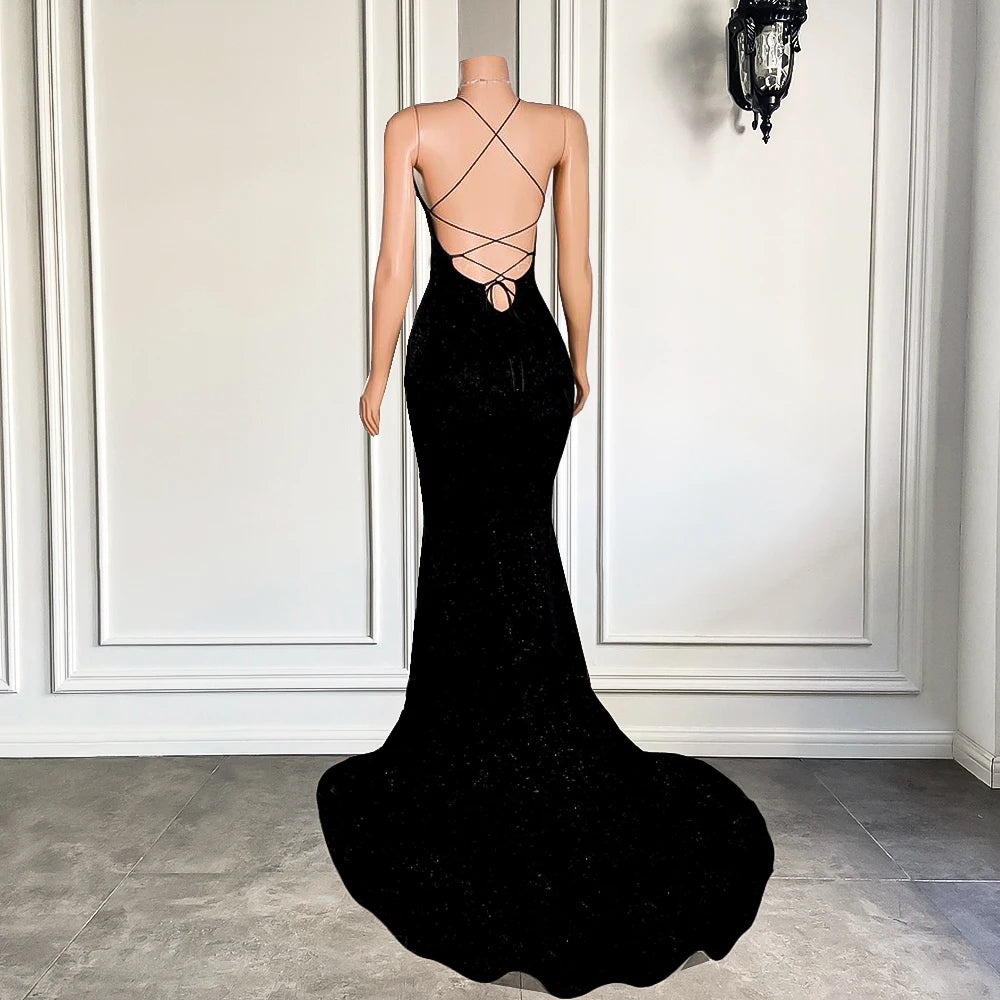 Sequin Backless High Slit Mermaid Dresses