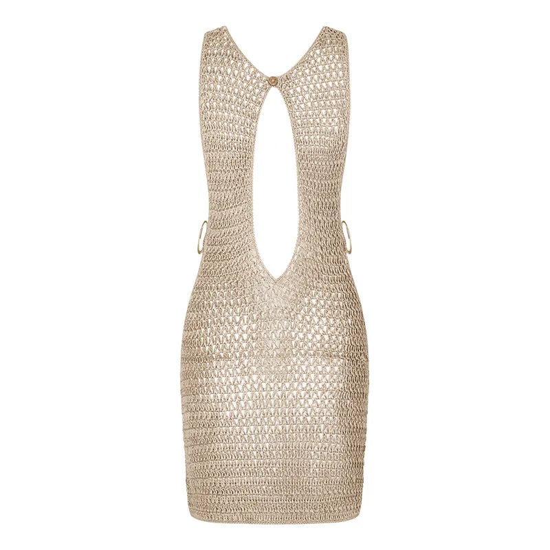 Hollow Sides Ring Mini Dress