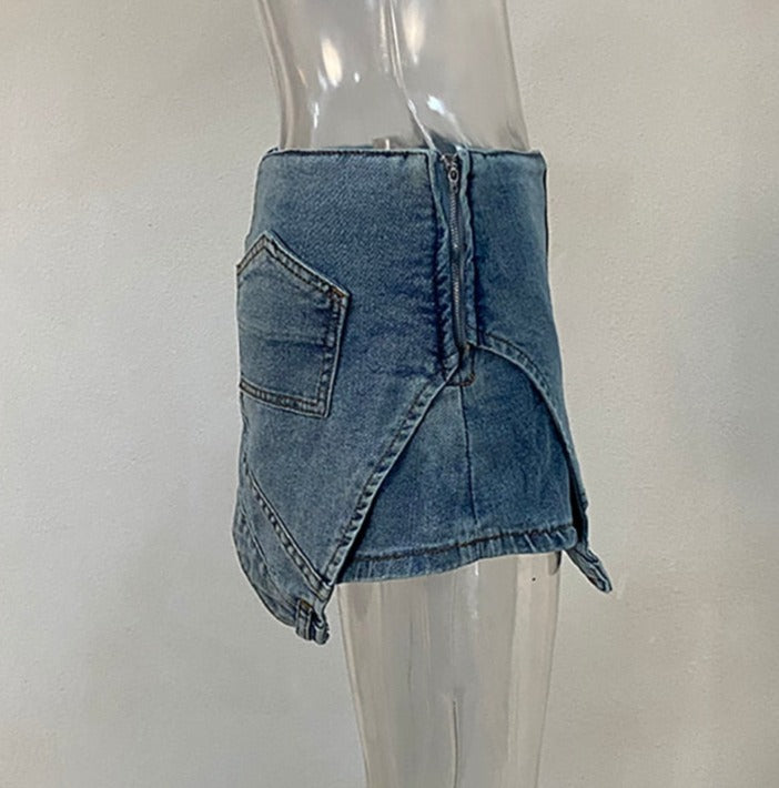 Jean Pocket Skirt Denim Shorts