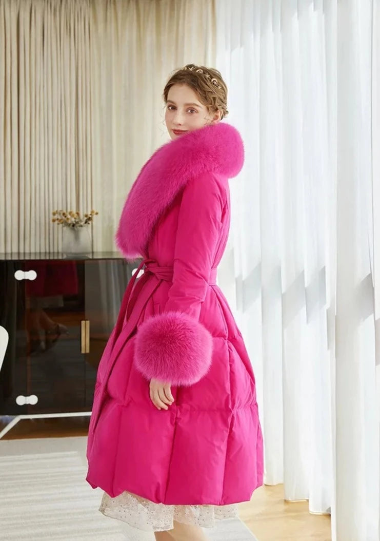 Luxury Duck Down Long Puffer Coats Real Fur