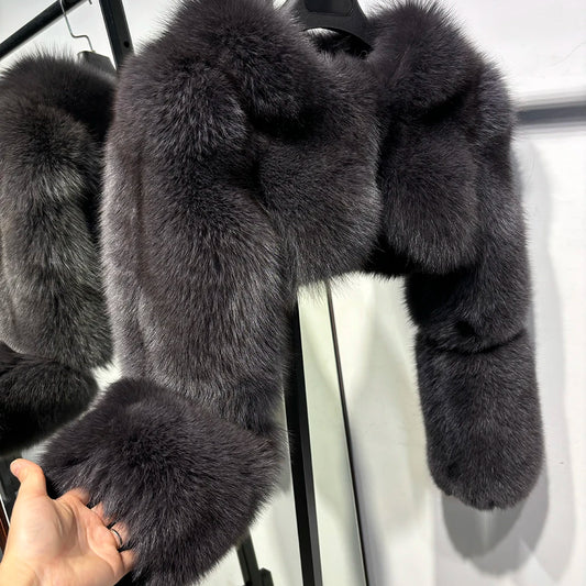 Crop Real Fox Fur Coats