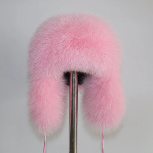 Natural Fur Bomber Has Genuine Real Fur Caps