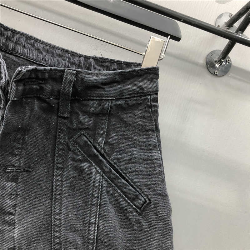 High Waist Open Button Skirt Denim Shorts