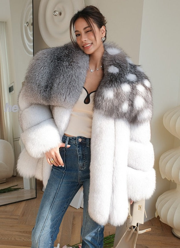 Luxury Full Pelt Real Fur Coat Big Fur Collar