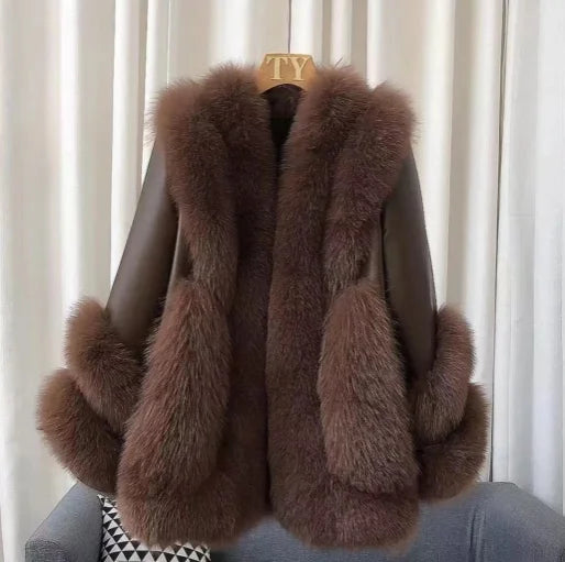 Genuine Leather Coats Real Fur Duck Down