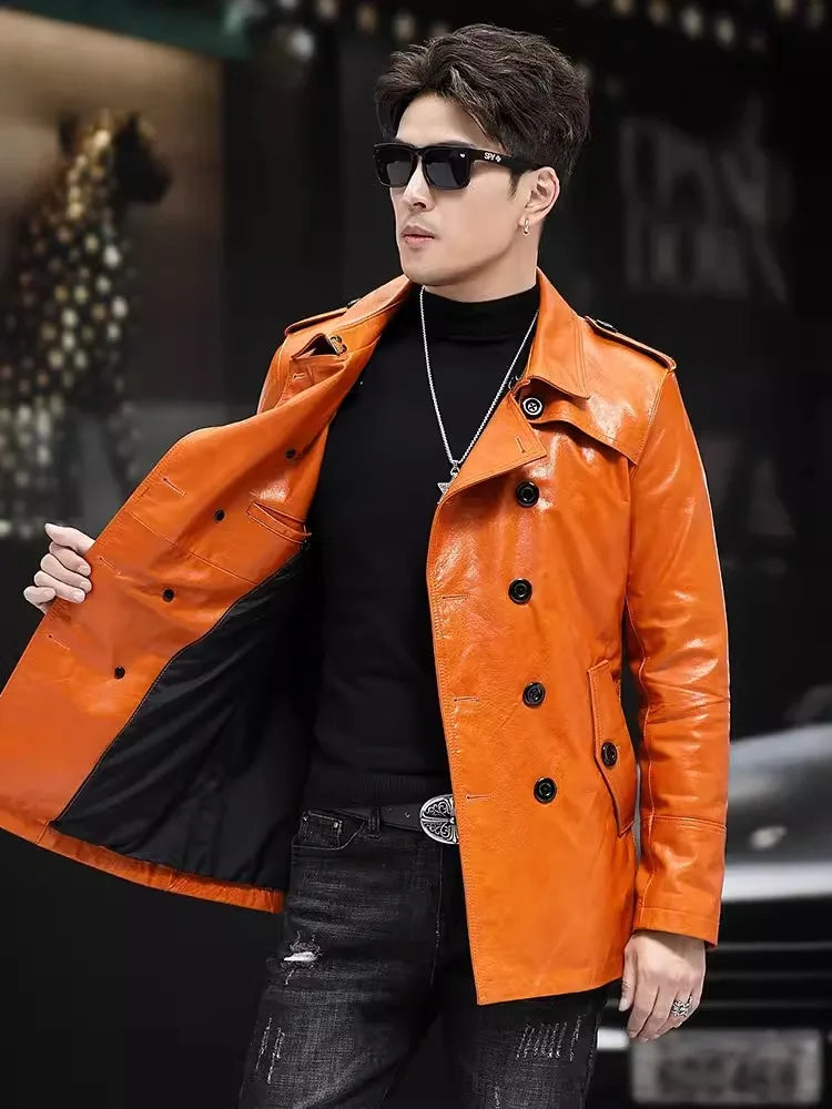 Genuine Leather Trench Coat