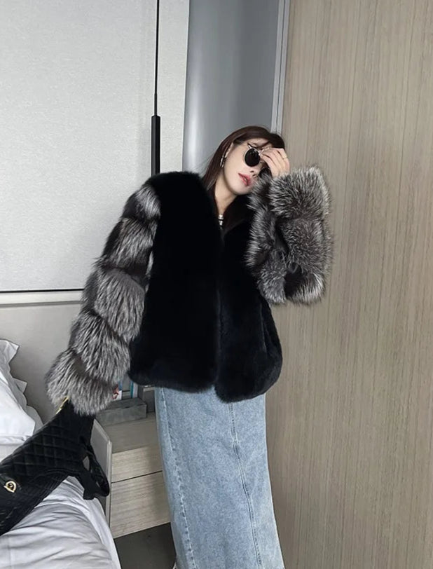 Silver Sleeve Real Fur Coats